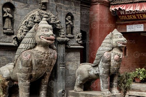 Find  the Image staues,entrance,golden,temple,patan,nepal,nmajor,attraction,durbar,square  and other Royalty Free Stock Images of Nepal in the Neptos collection.